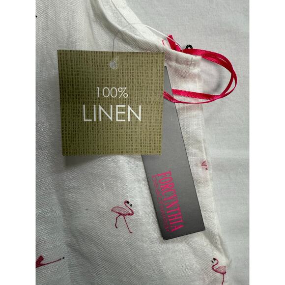 Forcynthia Beachwear 100% Linen Slvless cover up White Pink Flamingo‎ SMALL - Picture 8 of 10